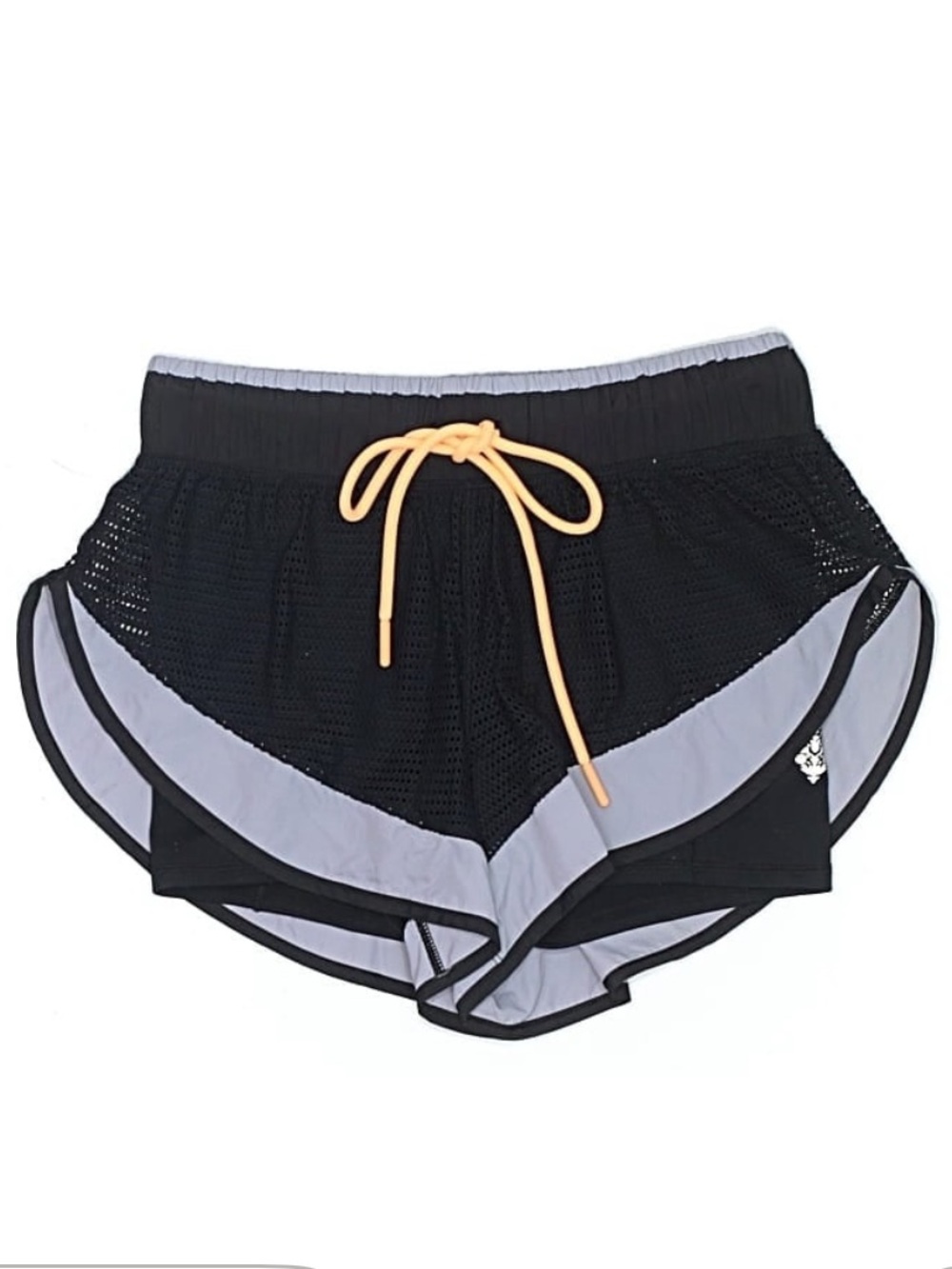 [FP MOVEMENT] Run For The Hills Black Athletic Mesh Shorts with Gray Trim